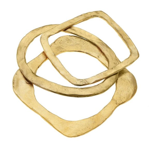 SKU: 2785G  Set of 3 different hammered bangles Approximate 2.75 inch Diameter T